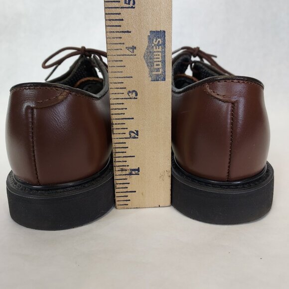 Bates Lites Brown Leather Oxford Shoes Men's 8 Non Marking Oil Resistant US Navy - Picture 8 of 14